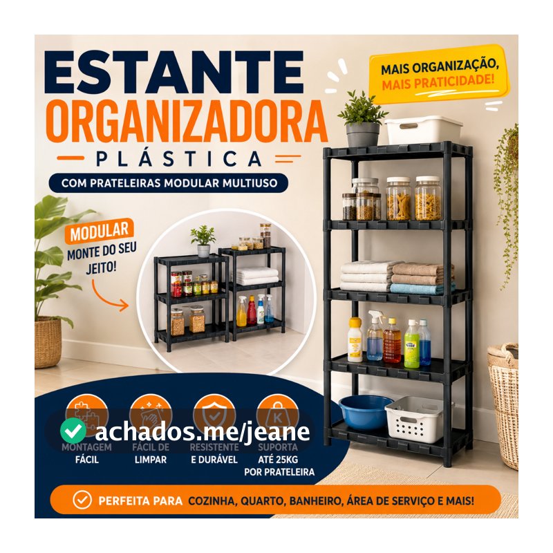 Estante Organizadora Multiuso 3/4/5 Prateleiras Modular Plástico Casa Quarto Cozinha Lavanderia
