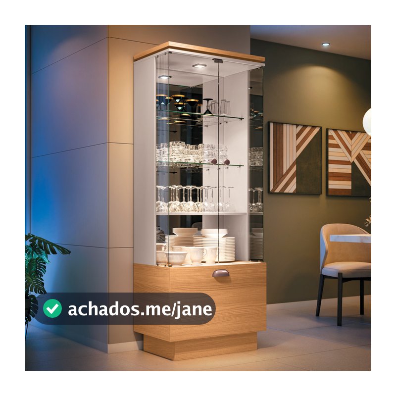 Cristaleira Nicho Adega com Led Portas de Vidro Dominic B01 Cinamomo Off White - Lyam Decor
