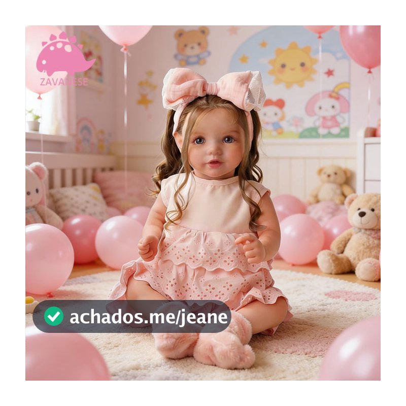 Bebê Reborn Boneca Menina 50cm Realista Silicone Macio com Vestido Rosa e Acessórios Brinquedo Infantil