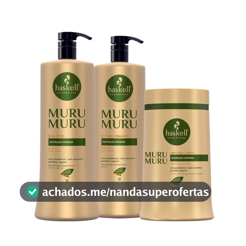Kit Haskell Murumuru Shampoo 1L + Condicionador 1L + Máscara 900g