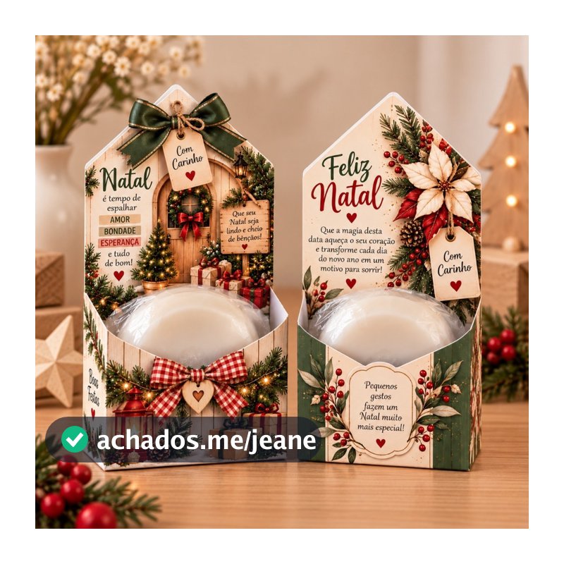Caixinha para Sabonete Natalina | Embalagem de Natal para Lembrancinha e Presente | Porta Sabonete