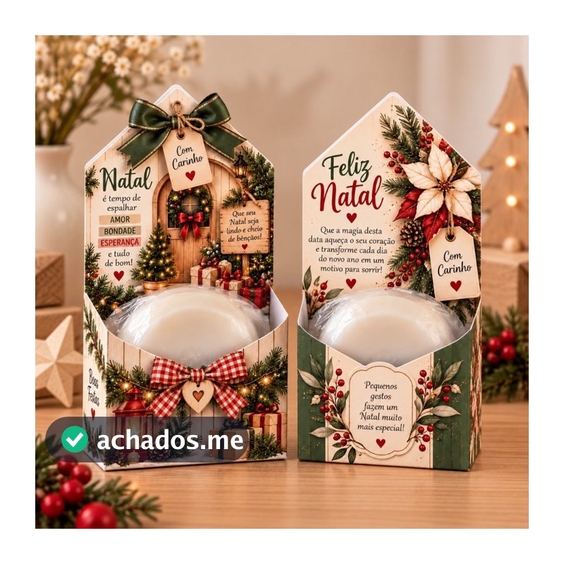Caixinha para Sabonete Natalina | Embalagem de Natal para Lembrancinha e Presente | Porta Sabonete