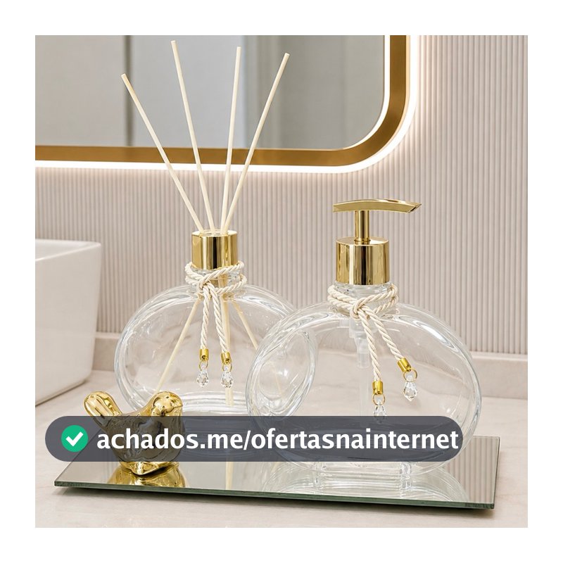 Kit Lavabo Banheiro Luxuoso Com Bandeja Passarinho Completo Difusor e Saboneteira