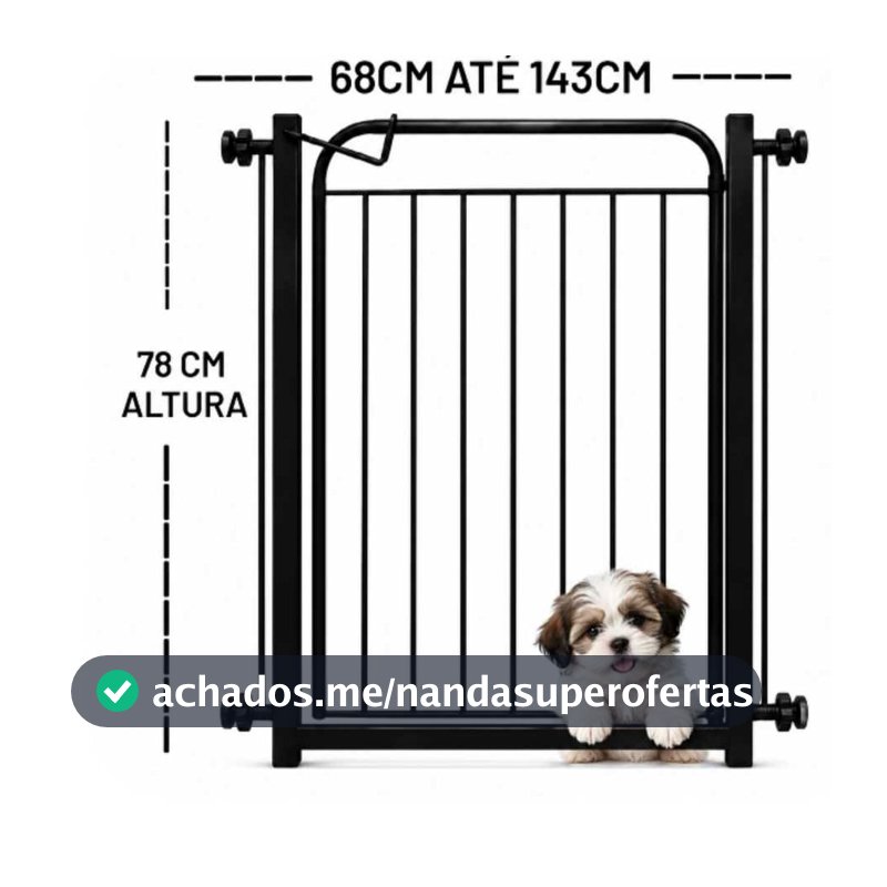 Portão Pet ( 68cm A 143cm ) Grade Cachorro Extensores - Cercado Proteção Segurança Crianças