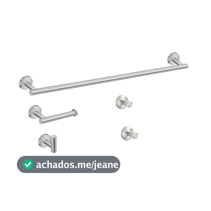 Lumai Kit 5 Acessórios Banheiro Inox Toalheiro 60cm Porta Papel Gancho Suporte Toalha Rosto