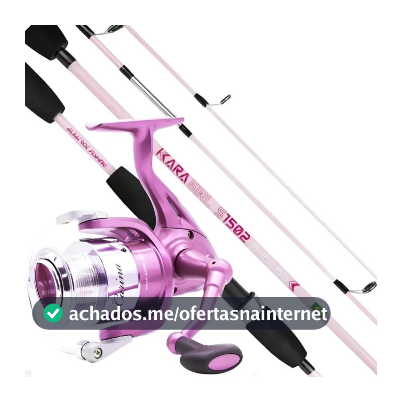Kit Pesca Rosa Molinete Maruri 4000 3 Rolamentos Vara 16lb Conjunto Completo Feminino