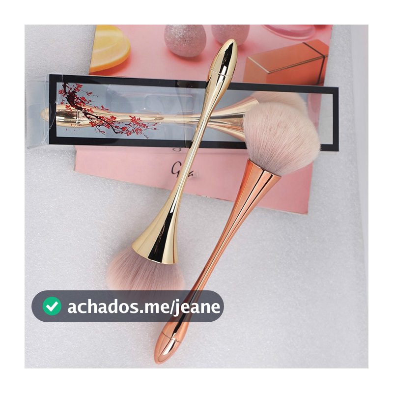 Pincel Largo Ouro Rosa para Base Pó Blush Ferramenta de Maquiagem Profissional Muito Macio1(Monica Fashion)
