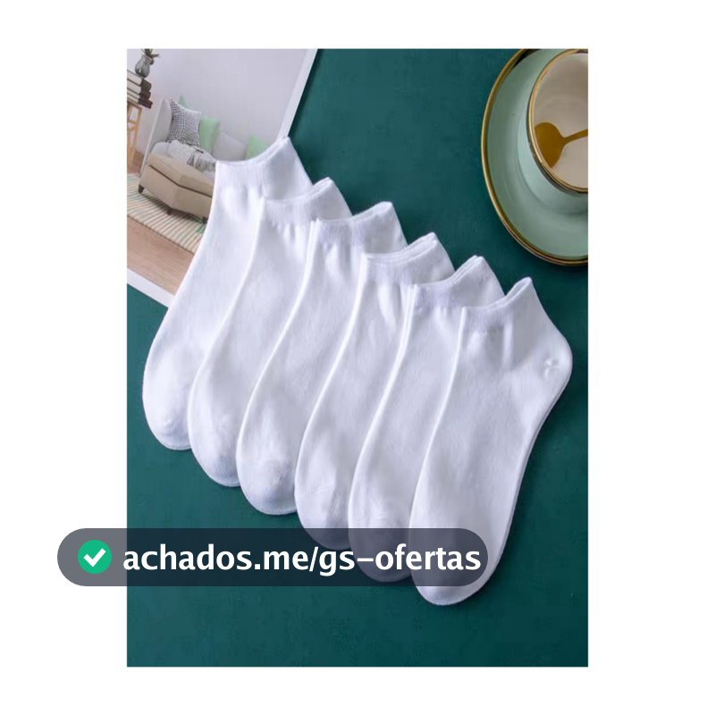 PACOTE COM 12 PARES DE MEIAS FEMININAS BRANCAS 35-40