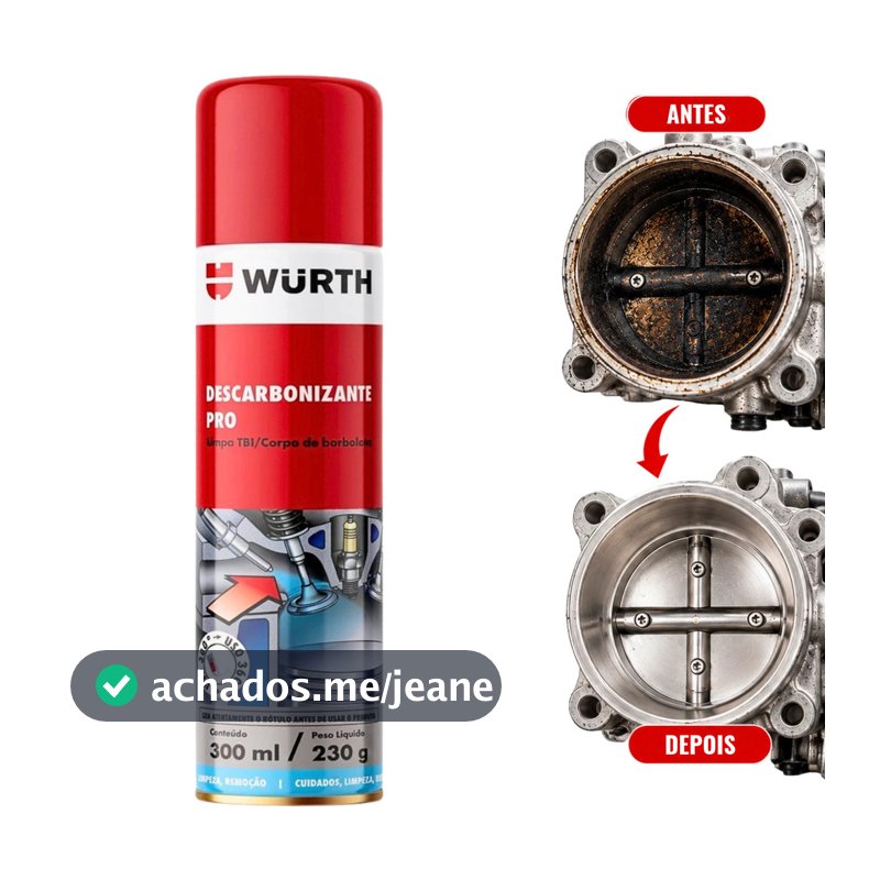 Descarbonizante PRO Limpa Carburador Bico Injetor TBI/Corpo de Borboleta Válvula 300ml - Wurth 0893100310