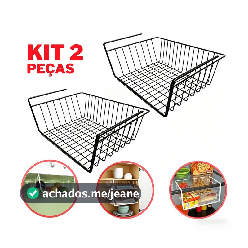 Wire Hanging Basket Organizer Shelf Drawer Extra Kitchen Multipurpose Cabinet Black
