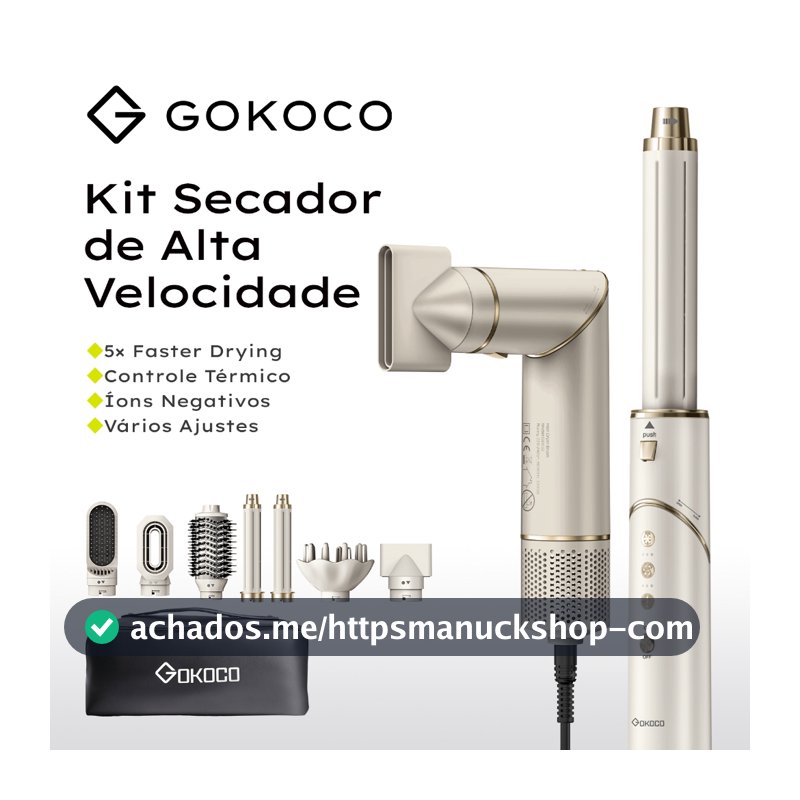 GOKOCO Escova Secadora 7 Em 1 GD032 Conjunto De Secador De Cabelo Multifuncional De Alta Velocidade  Para Alisar Enrolar