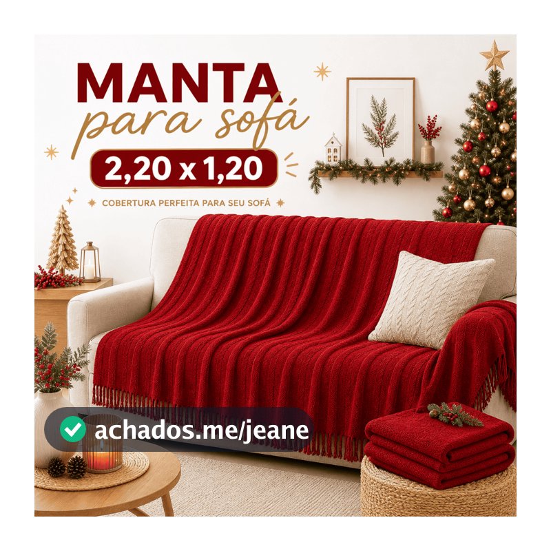 Manta de Natal para Sofá 2,20x1,20 Decorativa Manta Natalina para Sala