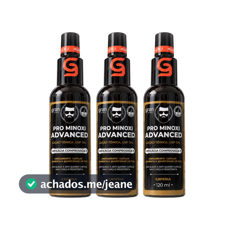 Kit 3 Tônico Pro Minoxi Advanced 120ml Barba Cabelo Sobrancelha Crescimento e Antiqueda Capilar