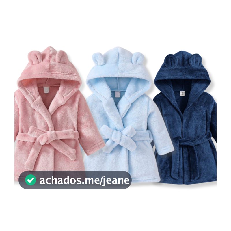 Roupão de Frio Infantil Antialergico Quentinho Com Capuz e Cinto Enxoval Bebe