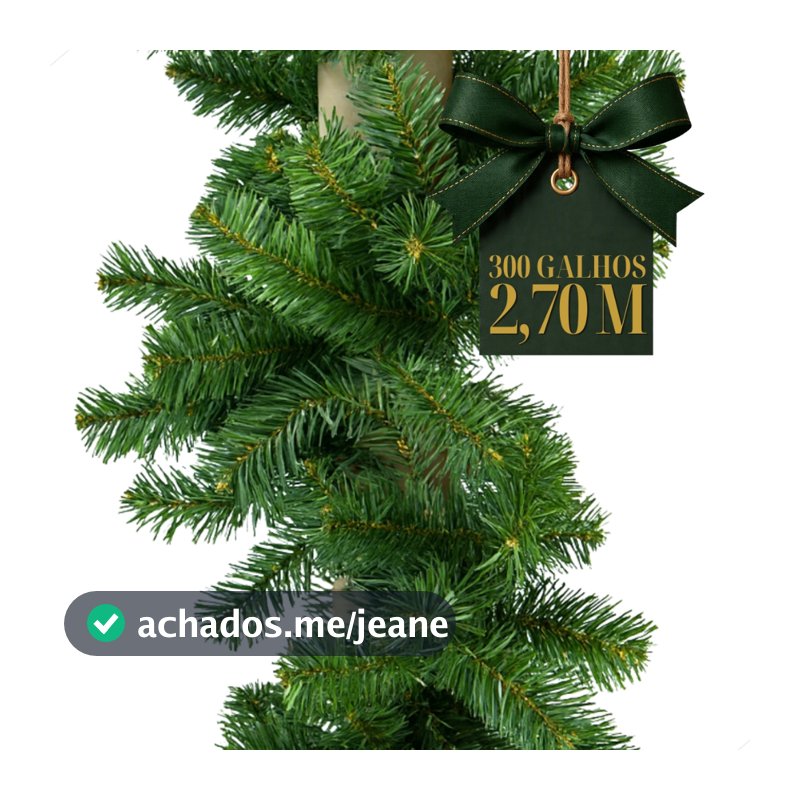 Festão Aramado Verde Natal Decoração 2,70 Metros 300 Galhos