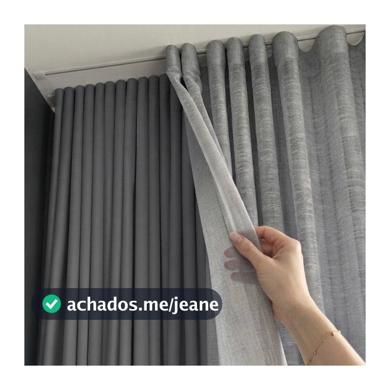 Cortina Trilho Suíço Duplo Voil de Linho + Forro Blackout 4,00 x 2,30/2,40/2,50/2,60/2,70/2,80 Alto Padrão