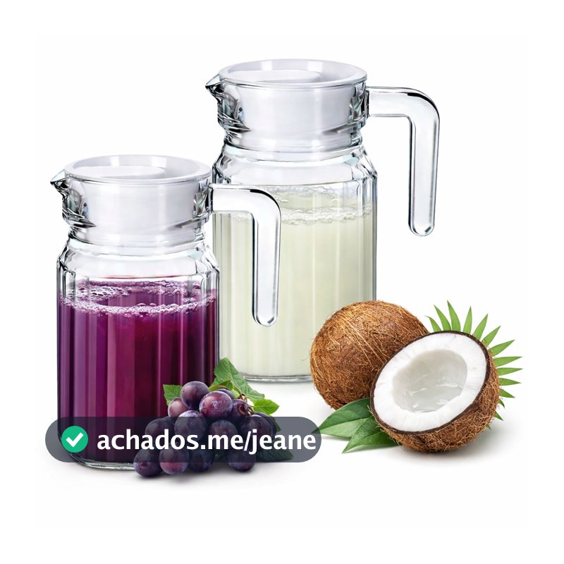 Kit com 2 Jarra C/ Tampa 500ml Em vidro Transparente