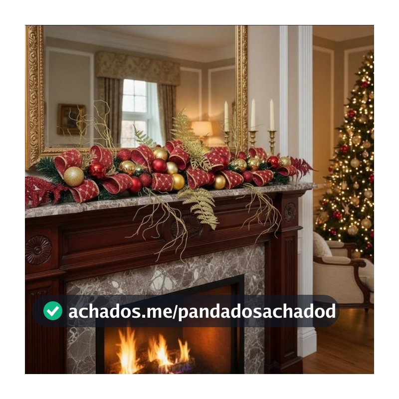 Arranjo De Mesa Natalino Dourado E Vermelho Luxo Iluminado Decoração de Natal Amor Lindo Luxo