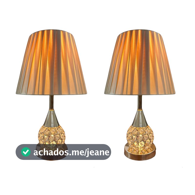 Abajur De Mesa Luminaria Decorativo Quarto Sala Criado Mudo Cristal Com Led 42cm 28cm