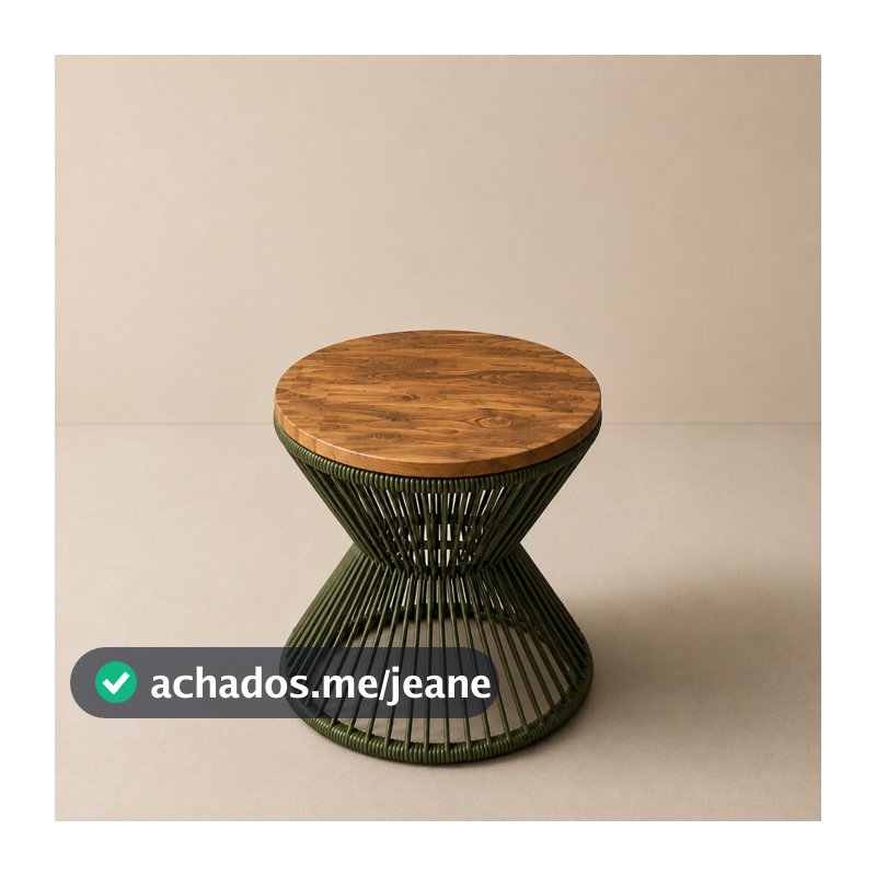 Mesa De Centro Ampulheta Redonda Em Corda Náutica Jardim Sala Decoração