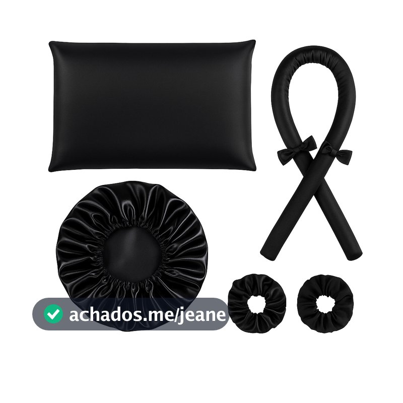 Touca cetim anti frizz + modelador curling rod + 2 brindes