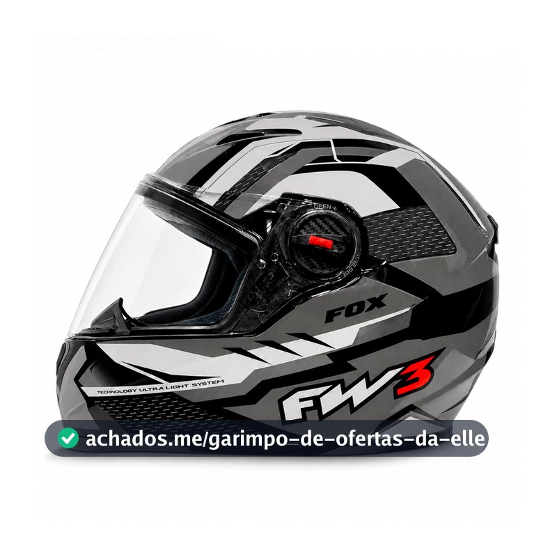 Capacete Moto Fechado GTN Fox Grafite FW3 Tamanho 56 58 60 Viseira Transparente Motociclista Masculino Feminino