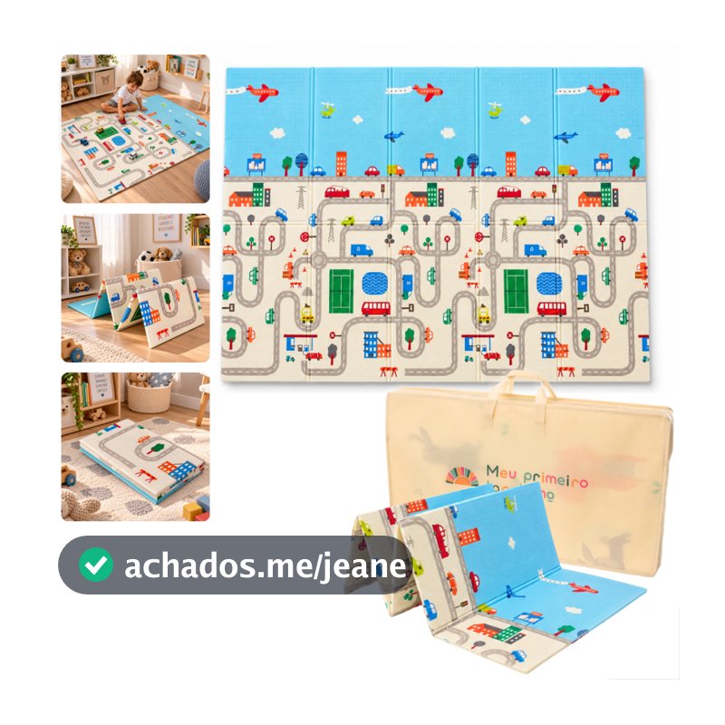 Tapete Infantil de Atividades Dupla Face Cidade Pista Tatame Térmico Emborrachado 150 x 120 x 0,6cm