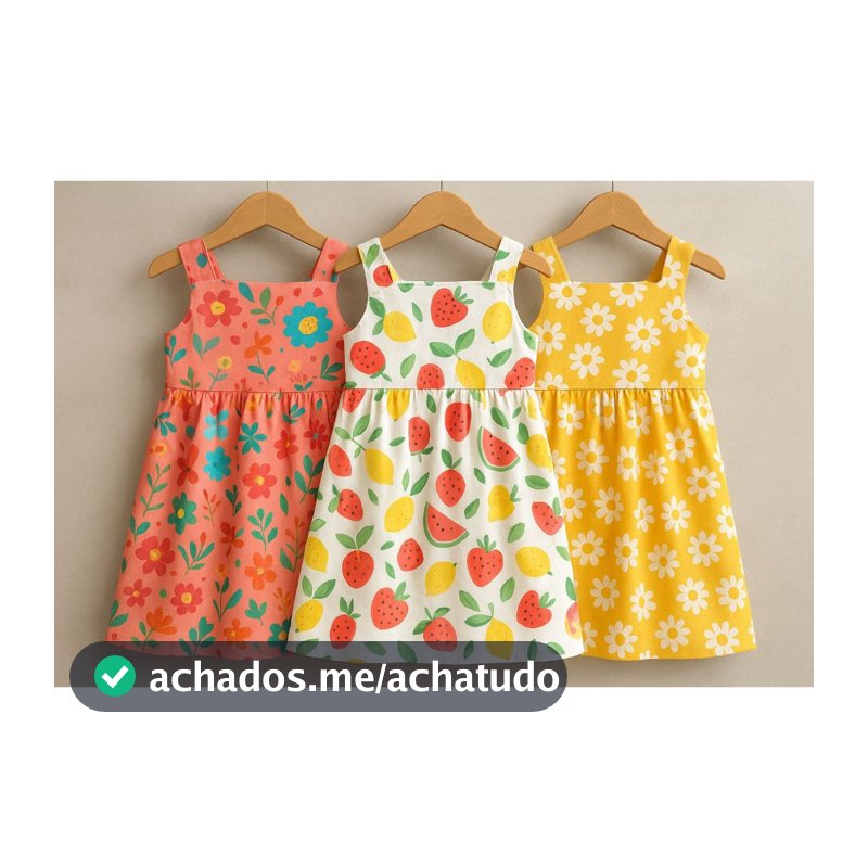 💕 Conjunto com 2 Vestidos Infantis – Algodão Macio e Estampas Lindas