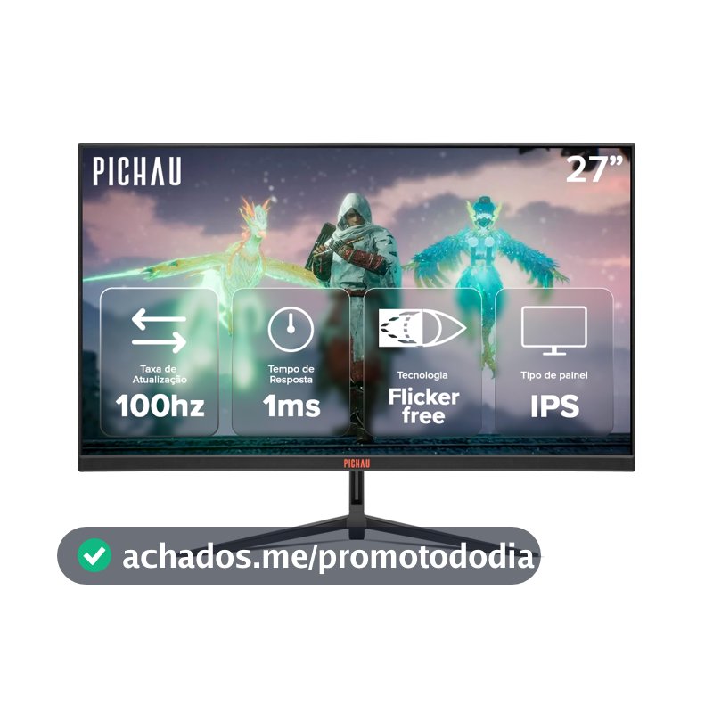 Monitor Gamer Pichau Athen V3S, 27 Pol, IPS, FHD, 1ms, 100Hz, HDMI/VGA, PG-ATH27V3S-BL02