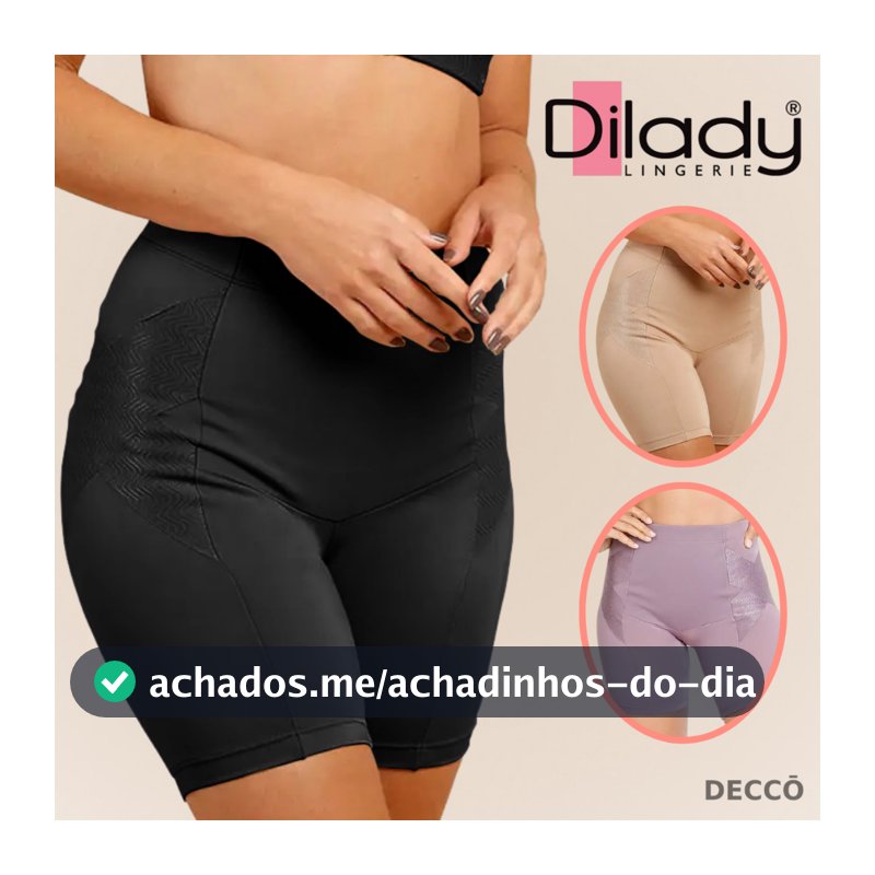 Bermuda Culote Dilady Control Zero Barriga Cintura Alta com Sobreposição em X Extra Sustentação