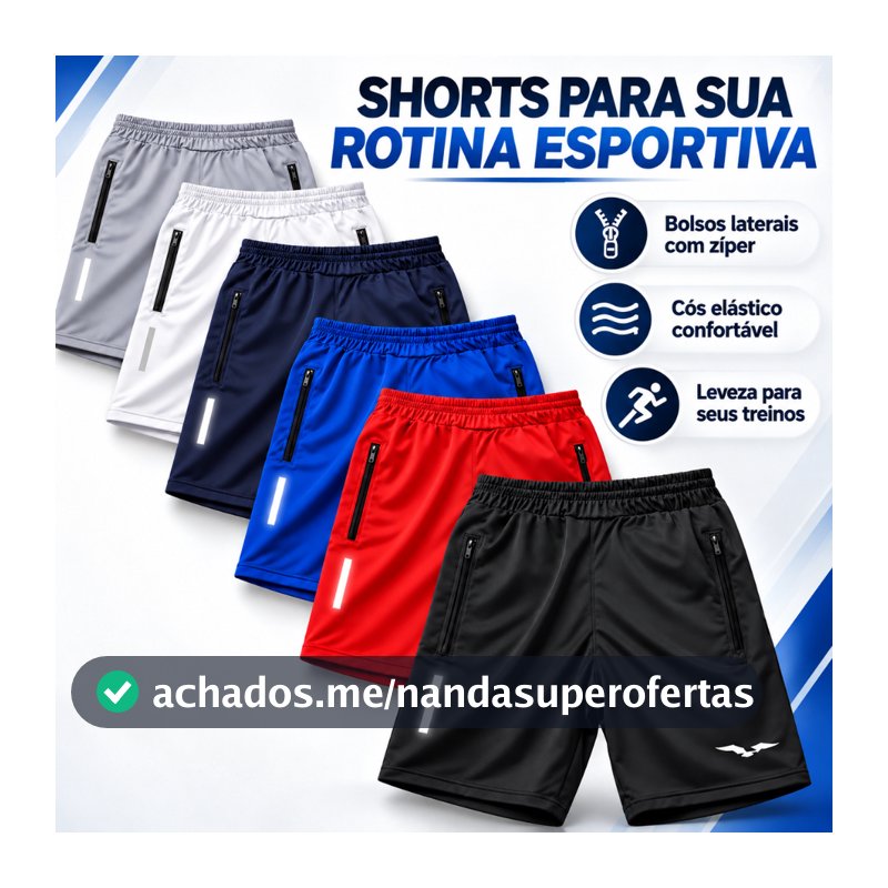Kit 3 4 ou 6 Bermudas Dry Fit Masculina com Refletivo Short Esportivo para Corrida Academia Caminhada e Treino