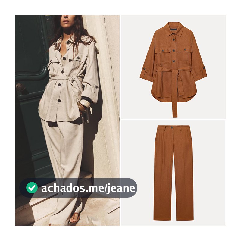 ZA Verão Novo Estilo Feminino Solto Camisa de Lapela de Manga Comprida + Calça Reta3046175 3046075