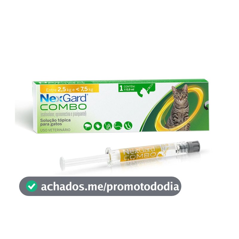 Nexgard Combo 1 unidade Gatos Pulga Sarna Verme 2,5 A 7,5kg