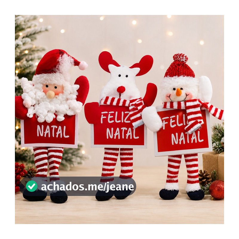 Enfeite De Porta Guirlanda De Natal Feltro Feliz Natal Papai Noel/Rena/Boneco De Neve 30cm
