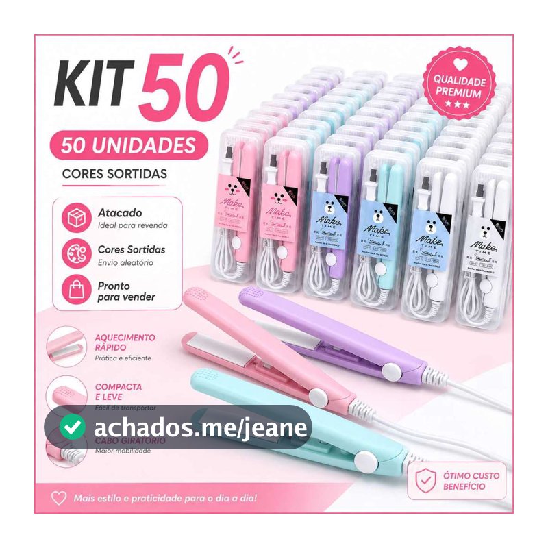 Atacado Kit 30/40/50 Mini Chapinha Prancha De Bolsa Portátil Cabelo Bivolt Estojo