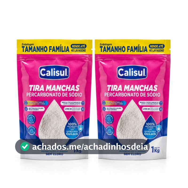 Kit 2 Percarbonato de Sódio Calisul 100% Puro Granulado Tira Manchas Roupas Brancas e Coloridas