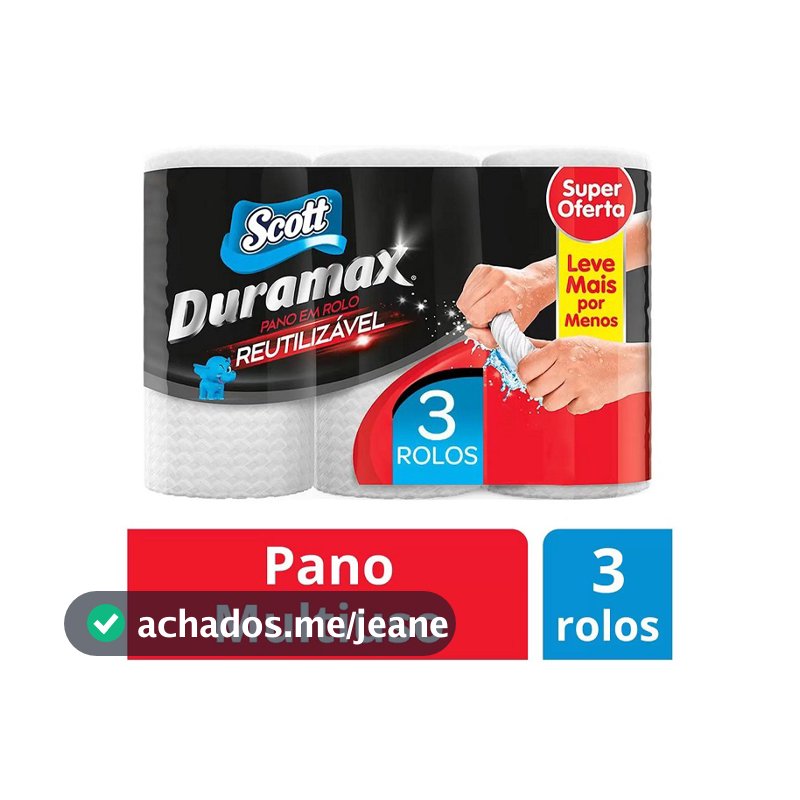 Pano Reutilizável Multiuso Scott Duramax 3 Rolos Total 174un