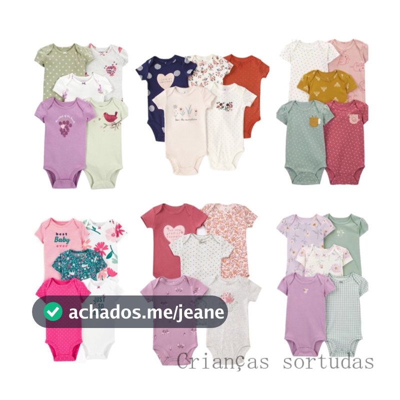 Promoção] Macacão para meninas/bebê/macacão para meninos/macacão para bebês de manga curta de 5 peças/roupas de bebê
