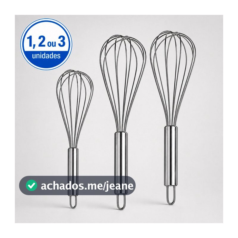 Kit Batedor Fouet Profissional De Ovos e Massas Inox Utensílios Cozinha 29cm