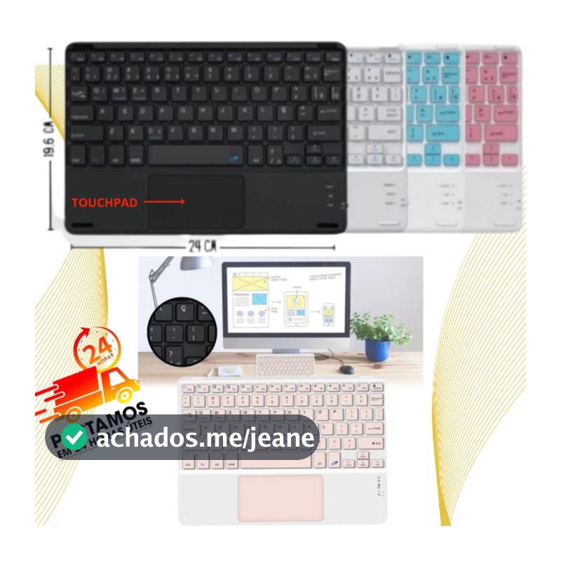 Teclado Sem Fio Com TouchPad Bluetooth TV, TV Box, PC e Notebook-Celular-Laptop-Tablet  2.4GHz