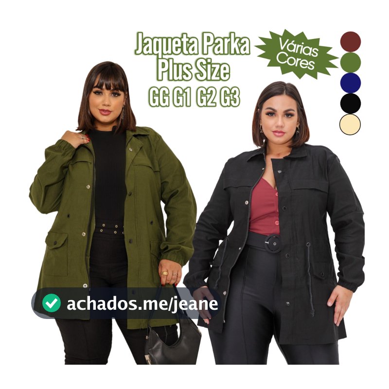 CASACO SOBRETUDO PLUS SIZE DE INVERNO PARKA DE FRIO PLUS SIZE MANGA LONGA G1 G2 G3