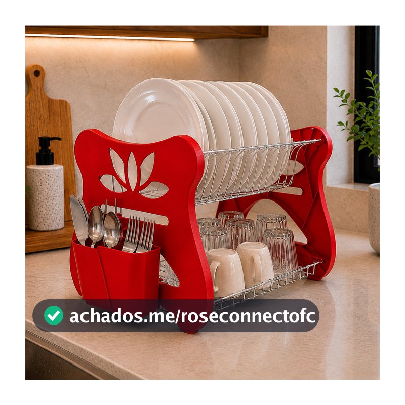 Escorredor de louças pratos duplo 2 andares 13 pratos porta talher luxo