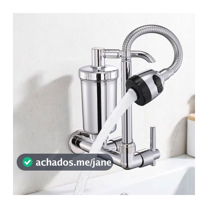 Torneira Prática De Parede De Cozinha Com Filtro Integrado , Modos Duplos De Água E Bico Flexível