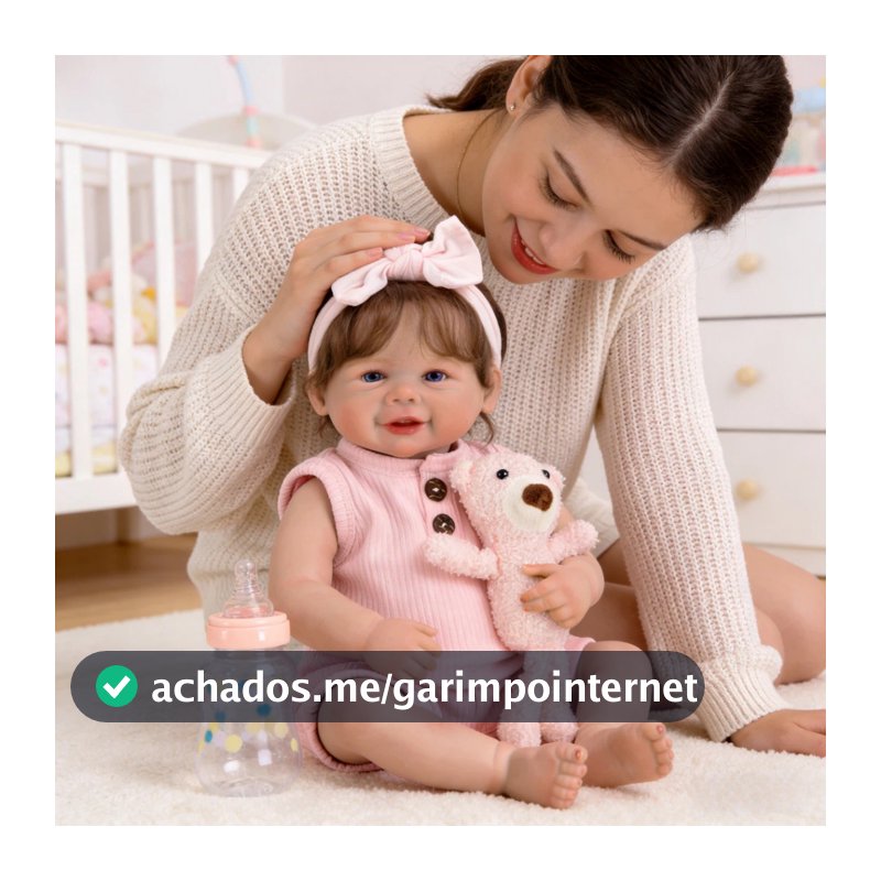 Bebê Reborn Silicone Boneca 48cm Menina Rosa Olho Azul Realista Pintado  Brastoy