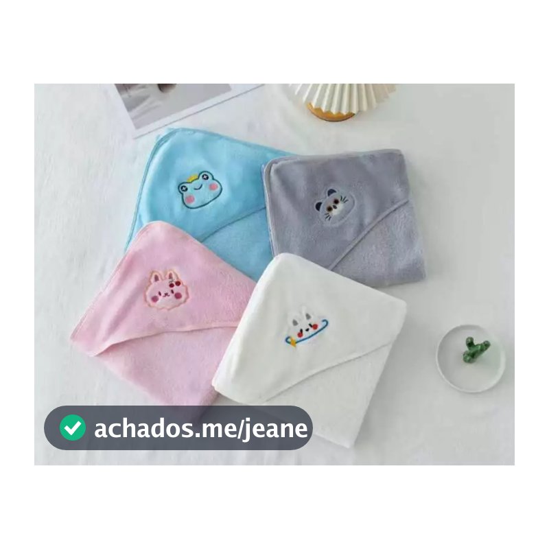 Toalha Banho Bebê Capuz Roupão Infantil Recém Nascido Criança Bichinho Bordado ABCSHOP