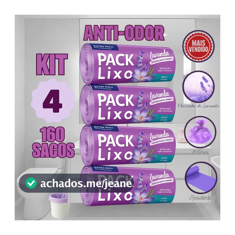 Kit 4 Rolos de Sacos de Lixo 10L – 160 Unidades | Neutraliza Odores | Ideal para Pia e Banheiro