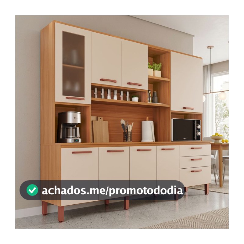 Armário de Cozinha Celeste 100% MDF  8 Portas e 3 Gavetas