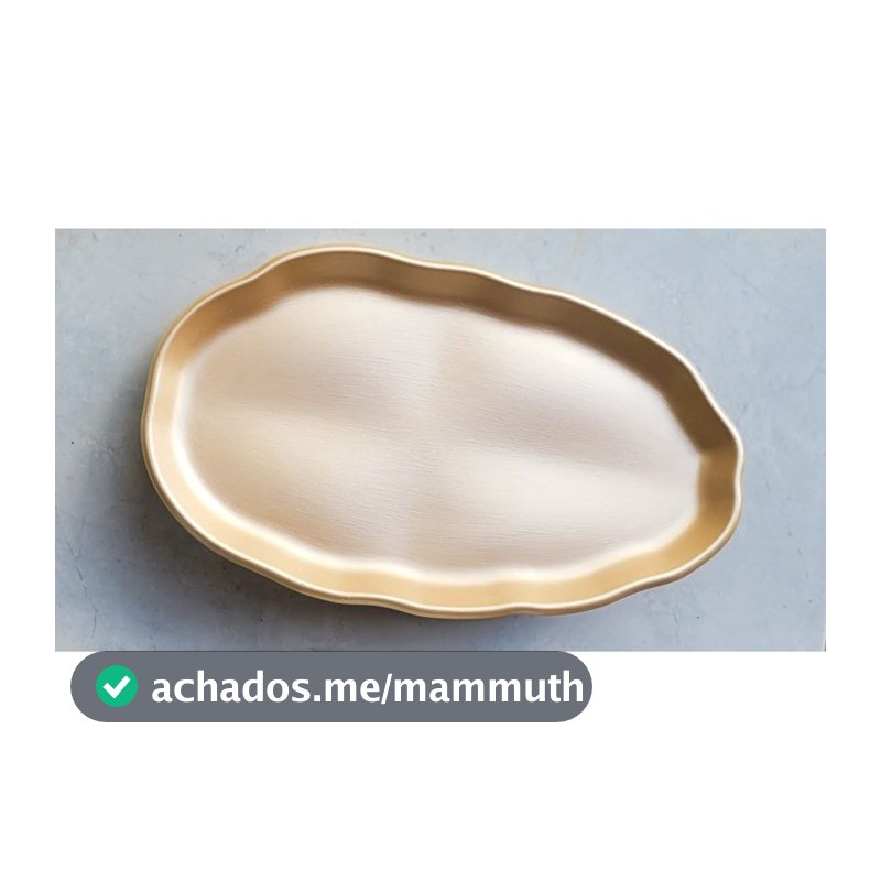 Bandeja Decorativa Oval Pintada e Envernizada com 28x16 cm