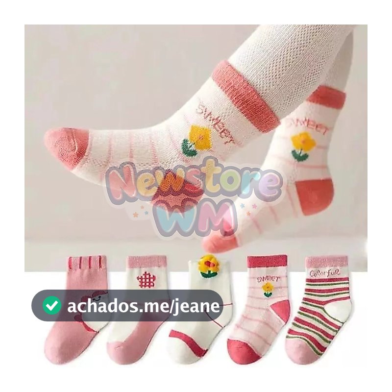 Kit com 24 Meias infantil masculina e feminina 0 a 10 anos cano longo com desenho divertidos com algodão