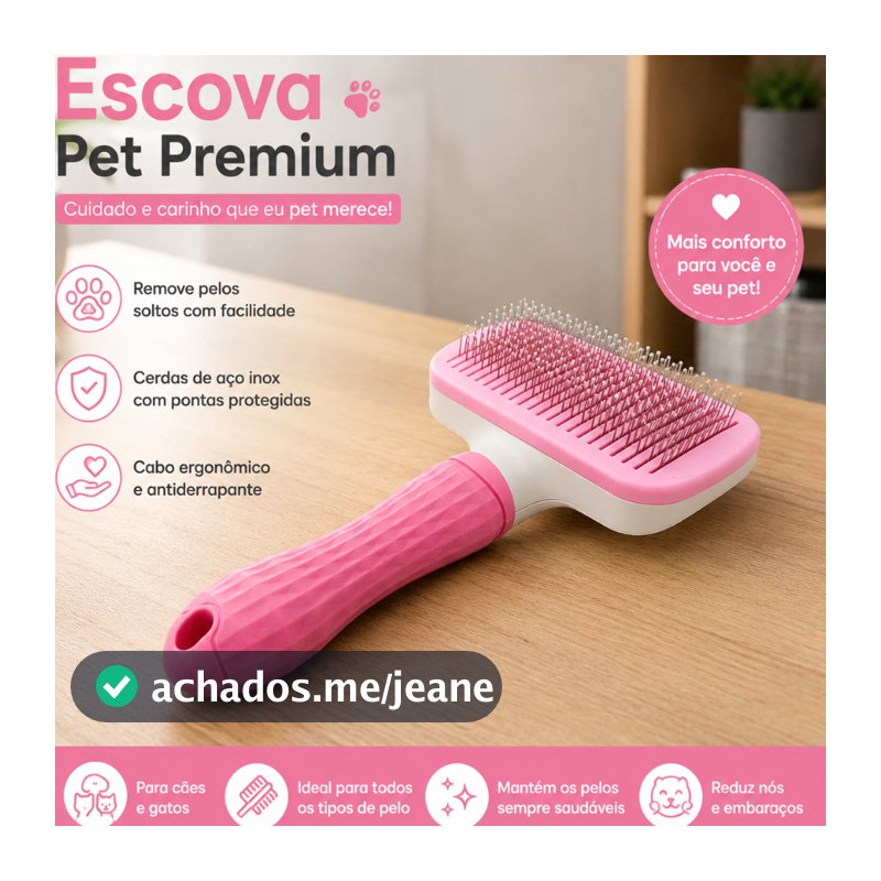 Escova Removedora de Pelos Para Cães e Gatos Pet Automática Com Botão